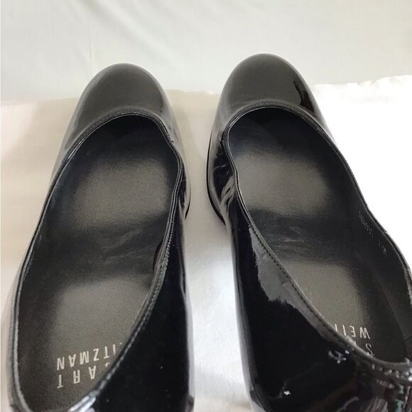 Stuart Weitzman Black Platswoon Pump Heel Shoes Patent Leather Size 7 1/2 - Picture 10 of 16